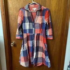 Vintage Anthropologie Moulinette Soeurs plaid shirt dress, rare!